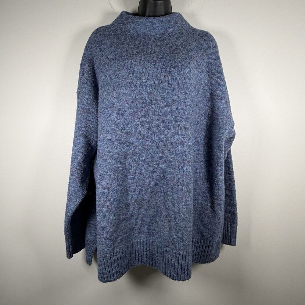 Well Worn Blue Mock Neck Wool Blend Sweater XL